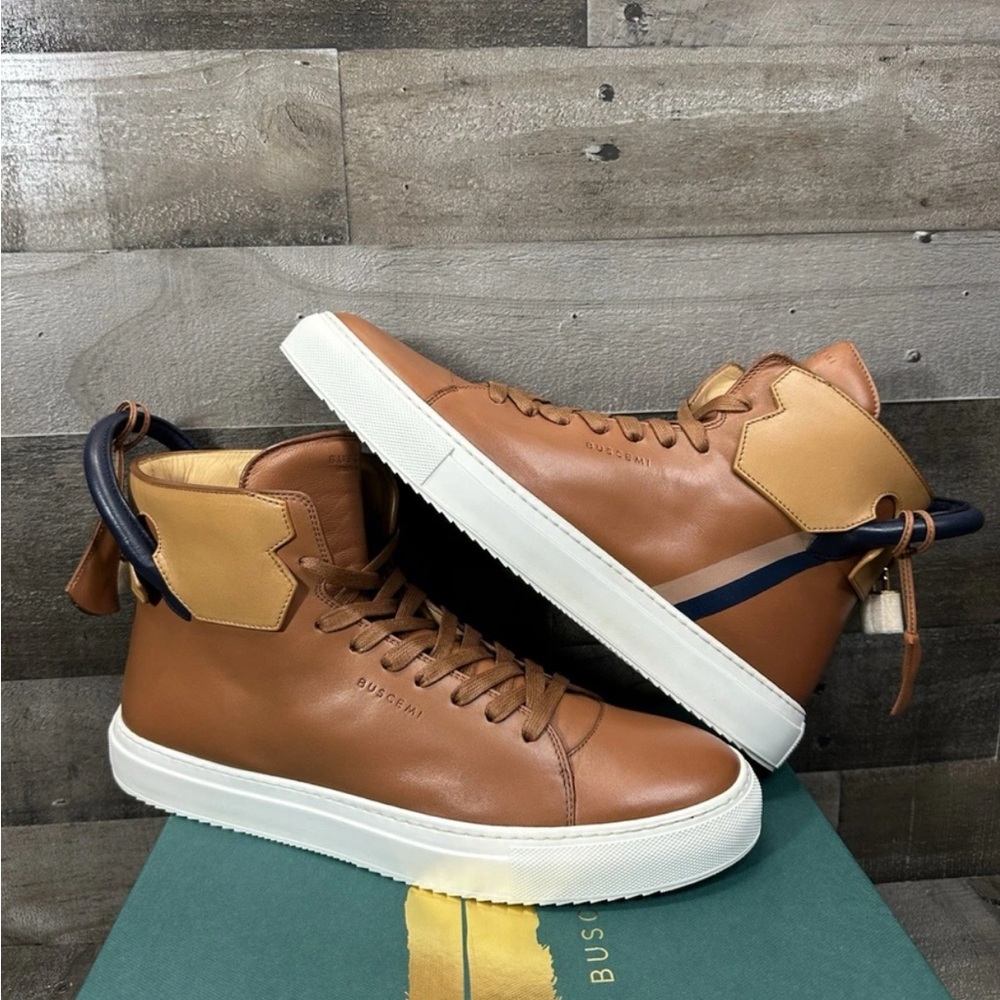 Buscemi Tan and Cream High-Top Sneakers